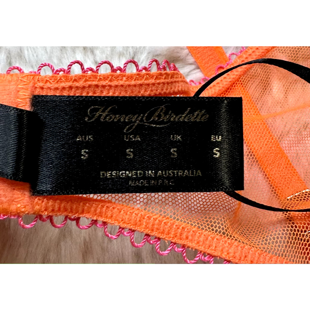 Honey Birdette DIXIE🌼🧡 Bright Orange Lace Garter Small - Picture 4 of 4